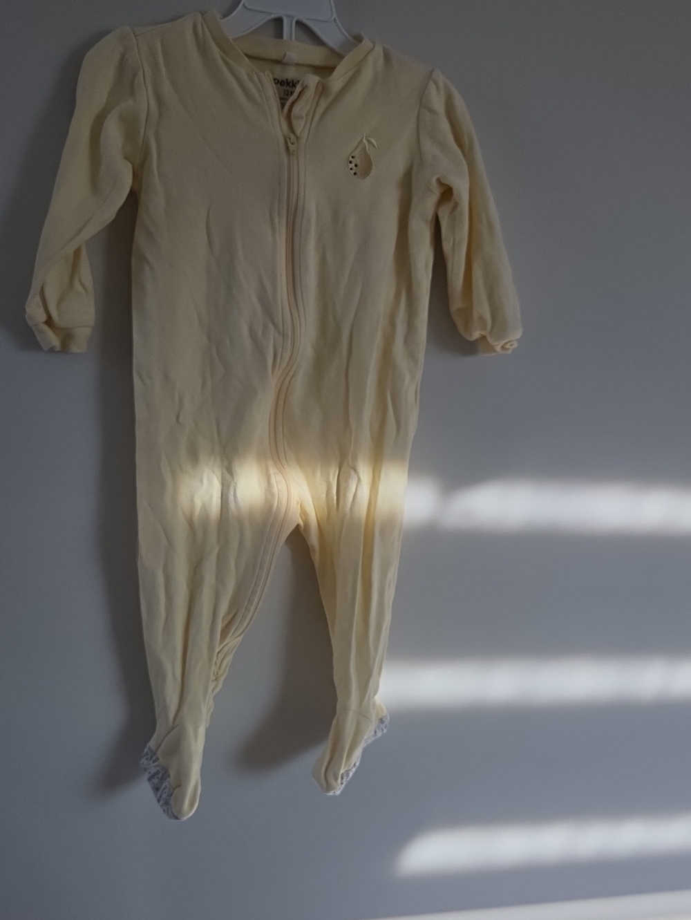 Baby Zip-Up Footed One-Piece in Pale Yellow by